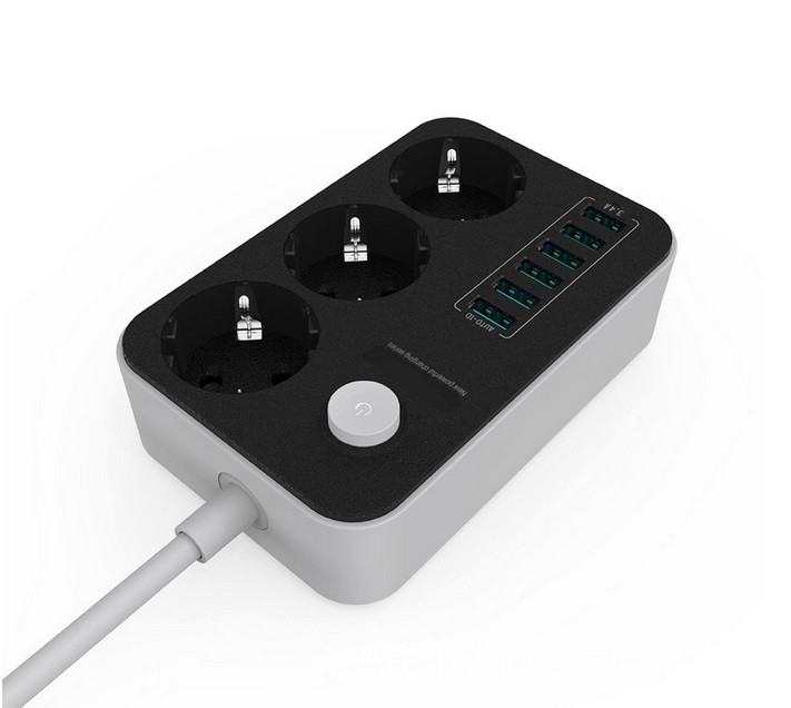 Мережевий подовжувачSE3631 3 розетки 6 USB 1.6 м