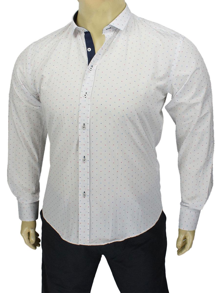 Біла приталена чоловіча сорочка Negredo 1072 BDS 04 великого розміру, фото 1