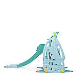 Гірка з гойдалкою Bambi WM19016-4 та баскетбольним кільцем | Гірка з гойдалкою музика та світло Блакитна (ВІДЕООБЗОР), фото 5