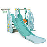 Гірка з гойдалкою Bambi WM19016-4 та баскетбольним кільцем | Гірка з гойдалкою музика та світло Блакитна (ВІДЕООБЗОР), фото 6