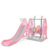 Гірка з гойдалкою Bambi WM19017-8 та баскетбольним кільцем | Гірка з качалкою музика та світло Сіро-блакитна, фото 3