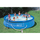 Надувний безкаркасний басейн (457 х 107 см, 12430 л, сходи, фільтр, тент, підстилка) Intex 26166 Синій, фото 3