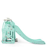 Гірка з гойдалкою Bambi WM19017-4-2 та баскетбольним кільцем | Гірка з качалкою музика та світло Сіро-блакитна, фото 7