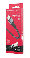 Кабель для зарядки телефона/ смартфона Borofone BU11 USB - Lightning 2.4 А 1.2 м Чорний/ Сірий, фото 6