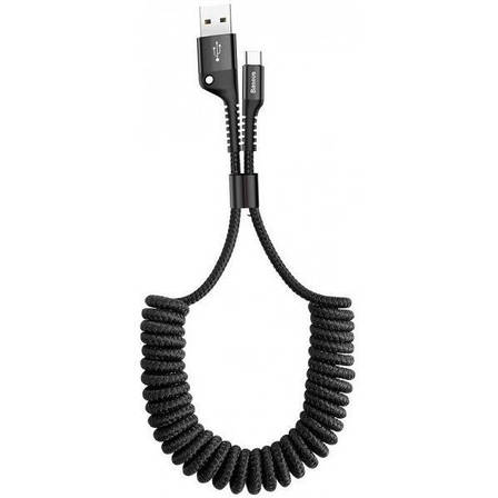 Кабель для зарядки телефона/ смартфона Baseus USB - Type-C 1 м 2 А Спіраль Чорний (CATSR-01), фото 3