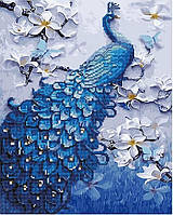 Картина по номерам с алмазной мозаикой Павлин на ветках магнолии, 40х50 (GZS1060)