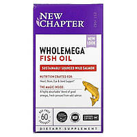 Жир Аляскинського Лосося 1000мг, Wholemega, Alaskan Salmon Oil, New Chapter, 60 желатинових капсул