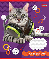 Нотная тетрадь 1B А5/12 л. Pets in headphone, 25 шт/уп.