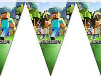 Праздничная гирлянда флажки бумажная Майнкрафт Minecraft