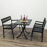 Комплект меблів для літніх майданчиків "Стелла" стіл (120*65) + 2 стільці + 2 лавки Венге, фото 4