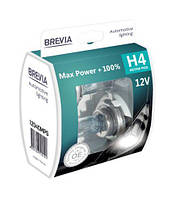 Галогеновые лампы Brevia H4 12V 60/55W P43t Max Power +100% S2 (2шт) 12040MPS