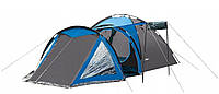 Большая четырехместная палатка для путешествий туризма Presto Acamper SOLITER 4 PRO серо-синяя - 3500мм.