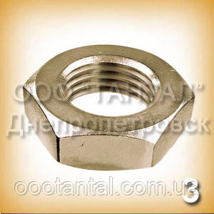 Гайка М3 латунна низька ГОСТ 5916-70 (DIN 439, ISO 4035,4036,8675) шестигранна, фото 1