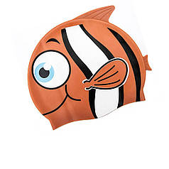 Шапочка для плавання Bestway 26025 «Рибка», розмір S, (3+), обхват голови ≈ 50 см, (21 х 17, 5 см), помаранчевий