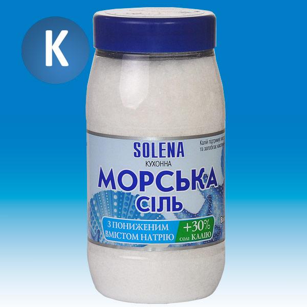 Сіль морська харчова з Калієм, з низьким вмістом натрію SOLENA