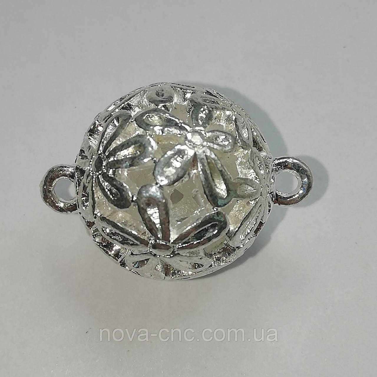 Фурнітура конектор для біжутерії 18 мм колір сріблястий