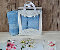 Набор махровых полотенец Kayra Premium Lilia 2 шт: 50х90 см, 70х140 см Блакитний