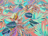 Ткань плотный штапель (поплин) персикового цвета "Тропики"