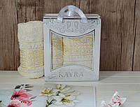 Набор махровых полотенец Kayra Premium Asia 2 шт: 50х90 см, 70х140 см Кремовый
