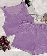 Красивый плюшевый комплект Короткая майка-топ + шорты. Женская домашняя одежда ТМ Exclusive