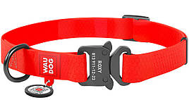 Нашийник Waudog 38-58 см 25 мм з водовідштовхувального матеріалу пряжка метал фастекс червоний для собак
