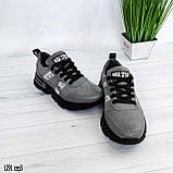 Жіночі комбіновані кросівки шкіряні замшеві сірі на рифленої підошві Осінні весняні Розміри 36, фото 9