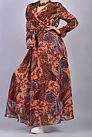 Жіноча шифонова сукня довга з довгим прозорим рукавом  46