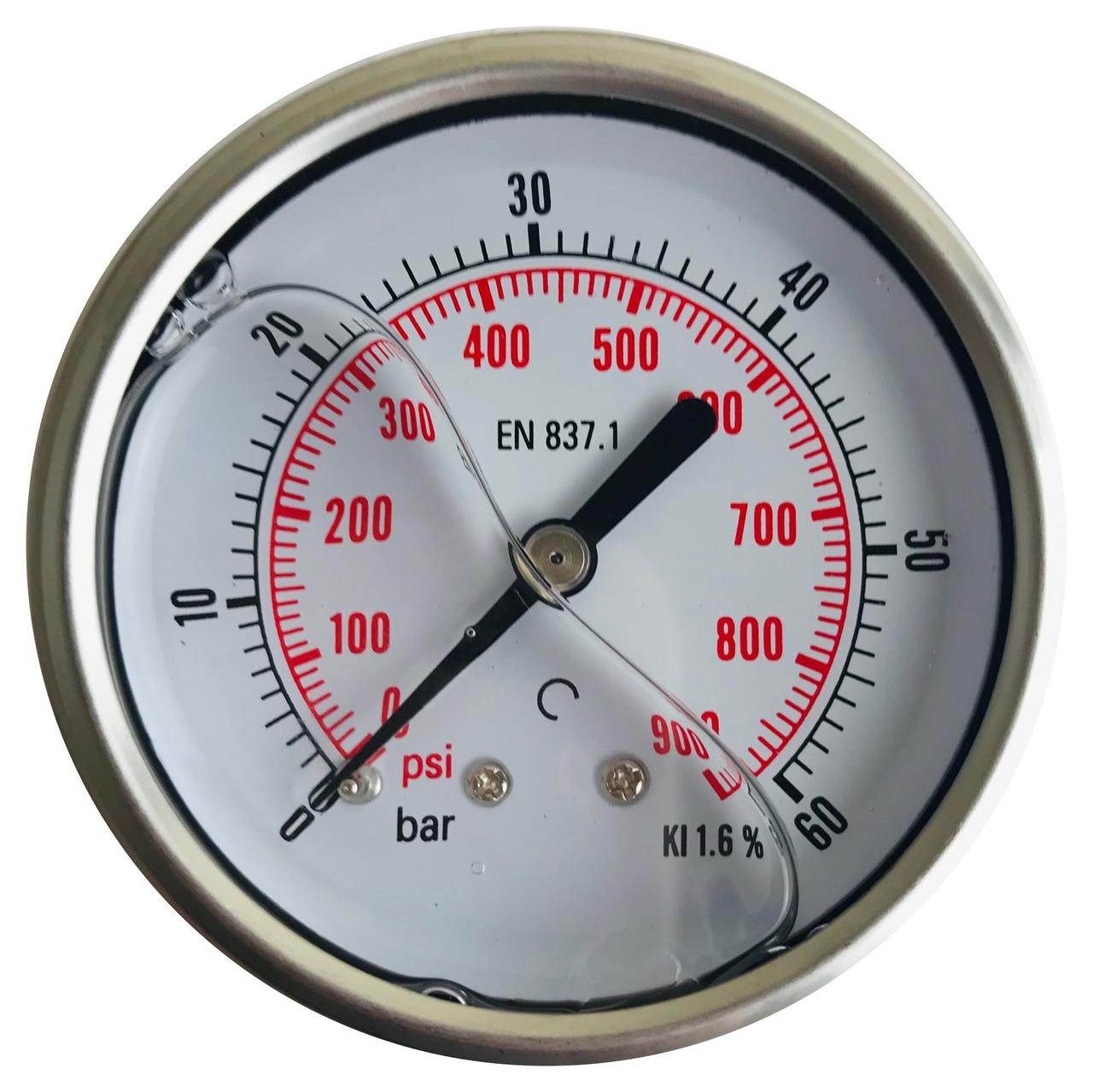 Манометр аксіальний/осьовий (гліцериновий) DN 63 G 1/4" 60 bar