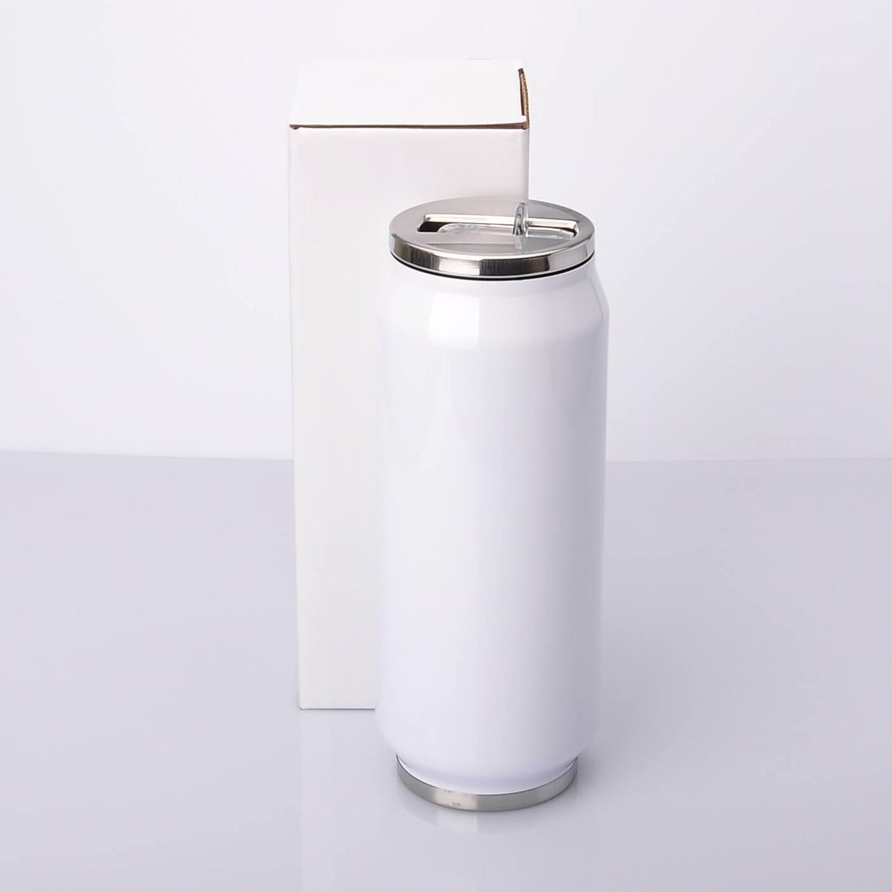 Термос банка Cola металева для сублімації 500 мл біла, фото 1