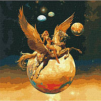 Картина по номерам "Завоевательница космоса с красками металлик" Идейка