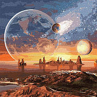 Картина по номерам "Космическая пустыня с красками металлик" Идейка 50х50 см