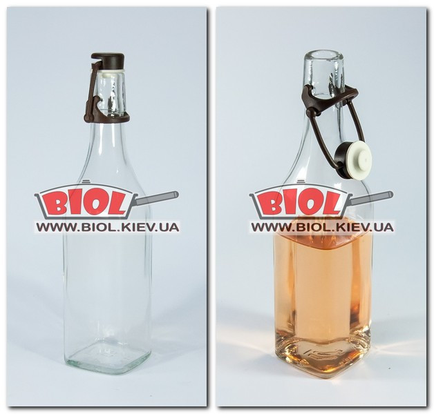 Пляшка скляна 0,5 л квадратна з полікарбонатною бугельної кришкою "РЕВО" італійського виробництва