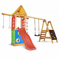 Детский игровой комплекс с горкой, качелей и скалолазкой "Babyland-24" ТМ SportBaby, размер 2,4х1,8х3,76м
