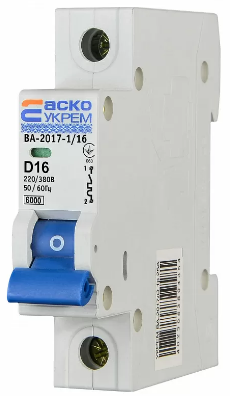 Автоматичний вимикач УКРЕМ ВА-2017/D 1р 16А АСКО