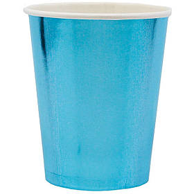 Стакани паперові стиль "Фольга", блакитні, 6 шт, Набор стаканчиков "Голубой" 1502-4882