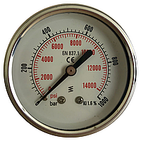 Манометр аксиальный/осевой (глицериновый) DN 63 G 1/4" 1000 bar