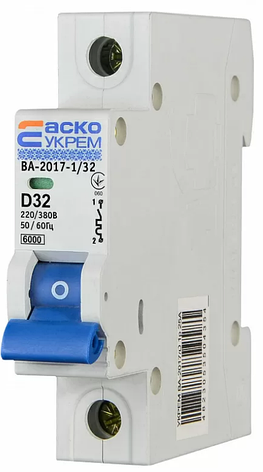 Автоматичний вимикач УКРЕМ ВА-2017/D 1р 32А АСКО, фото 1