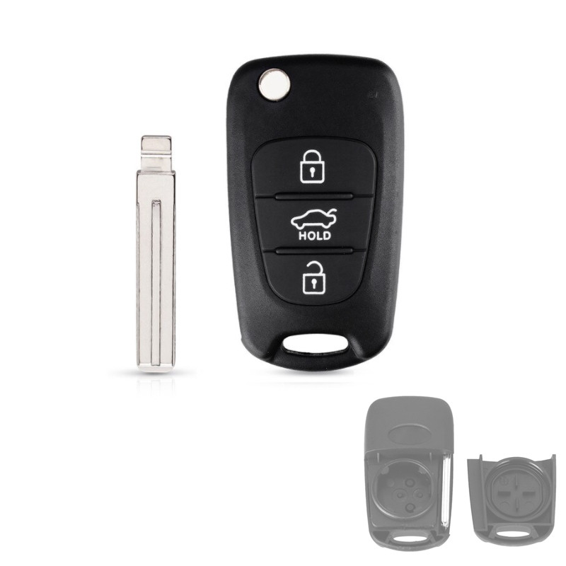 Корпус ключа Hyundai IX35 KIA Rondo Sportage Soul Rio, під чіп, 3кн