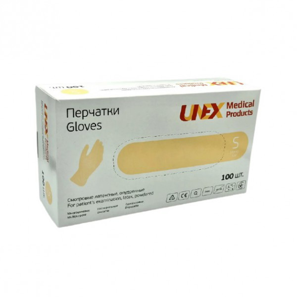 Рукавички латексні Unex опудрені M 100 шт. 77-5-7-М