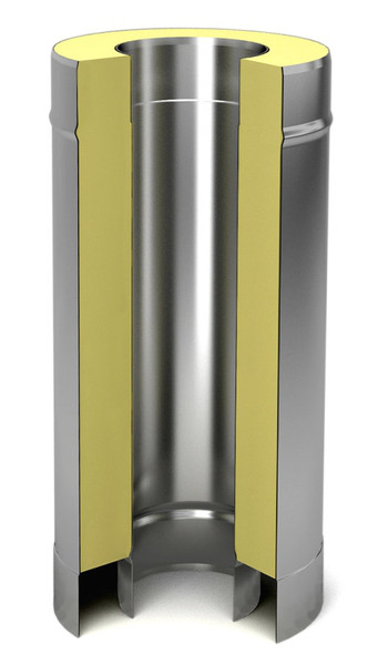 Труба для дымохода с термоизоляцией (сэндвич) AISI 201, 0.3 м, 0.5 мм, Ø400/460, нержавейка в оцинковке - фото 3 - id-p1392251771