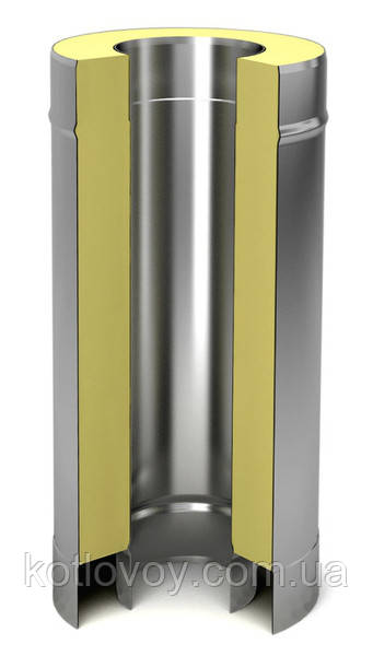 Труба для дымохода с термоизоляцией (сэндвич) AISI 201, 0.3 м, 0.8 мм, Ø140/200, нержавейка в оцинковке - фото 3 - id-p1392251776