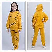 Модний жовтий спортивний костюм «Не безі» для дівчинки 6-12 років (трикотаж двонитка) р.122-152