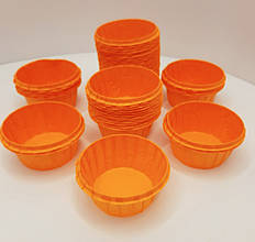 Паперова одноразова форма-капсула з посиленим бортом жовтогарячого кольору 55х35