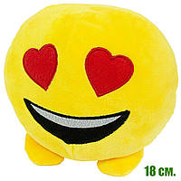 М'яка іграшка смайлик улюбленець emoji 18 см Плюшевий смайлик-емодзі Усміхнене обличчя з очима-сердечками 619