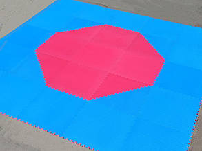 Корт (додянг) восьмикутний для тхеквондо ВТФ синій/червоний (Татамі Eva-Line 100*100*2.6 см 100 шт)
