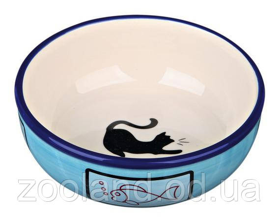24658 Trixie Cat & Fish миска керамічна, блакитний