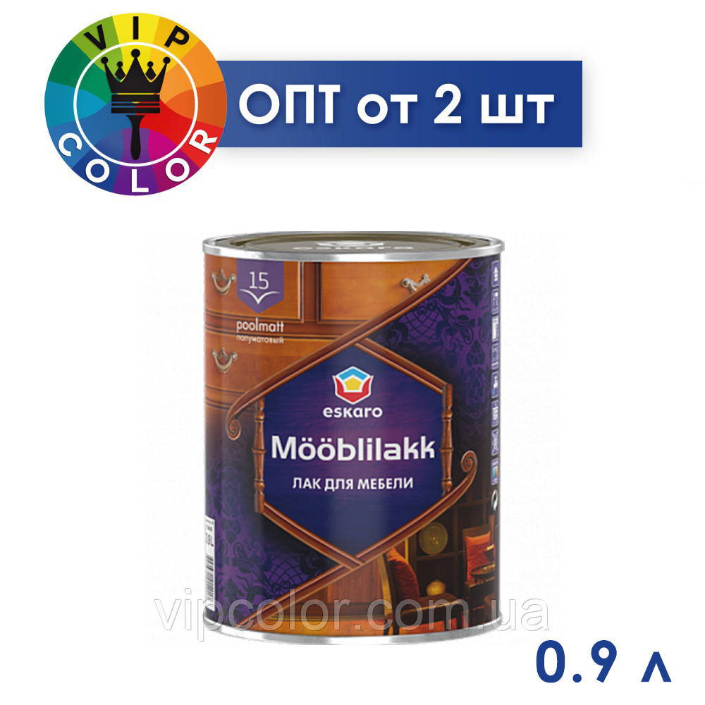Eskaro Mooblilakk 15 - Водорозчинний акриловий лак для меблів, 0.9 кг