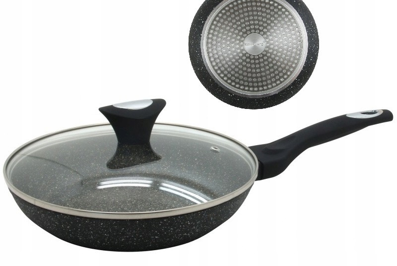Сковорода алюмінієва з мармуровим антипригарним покриттям з кришкою Klausberg KB-7192 30 см, фото 1