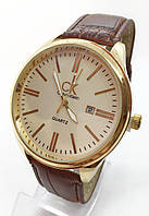 Мужские наручные часы Саlvіn Кlеіn, золото с коричневым ремешком ( код: IBW636YKO )