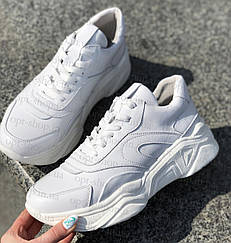 Жіночі шкіряні кросівки білі літні на платформі 37 розмір (код:W-7619/2-білий)